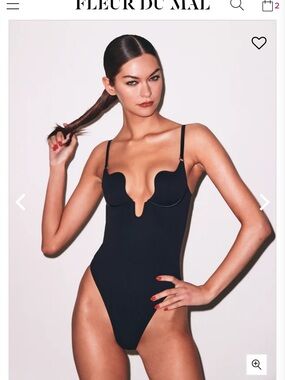 Fleur du Mal Black U Plunge Bodysuit